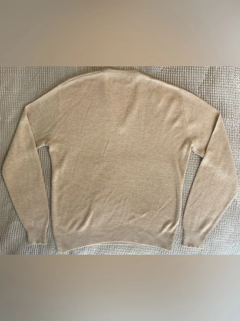 Vintage Robert Bruce USA Men’s L Beige V-Neck Fine Gauge Sweater
